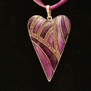 Enameled heart necklace